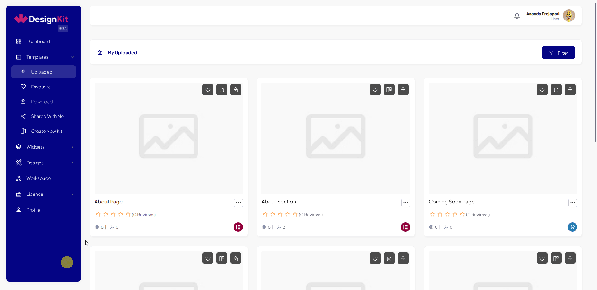 Copying an existing WDesignKit template into a workspace via the Copy to Workspace action