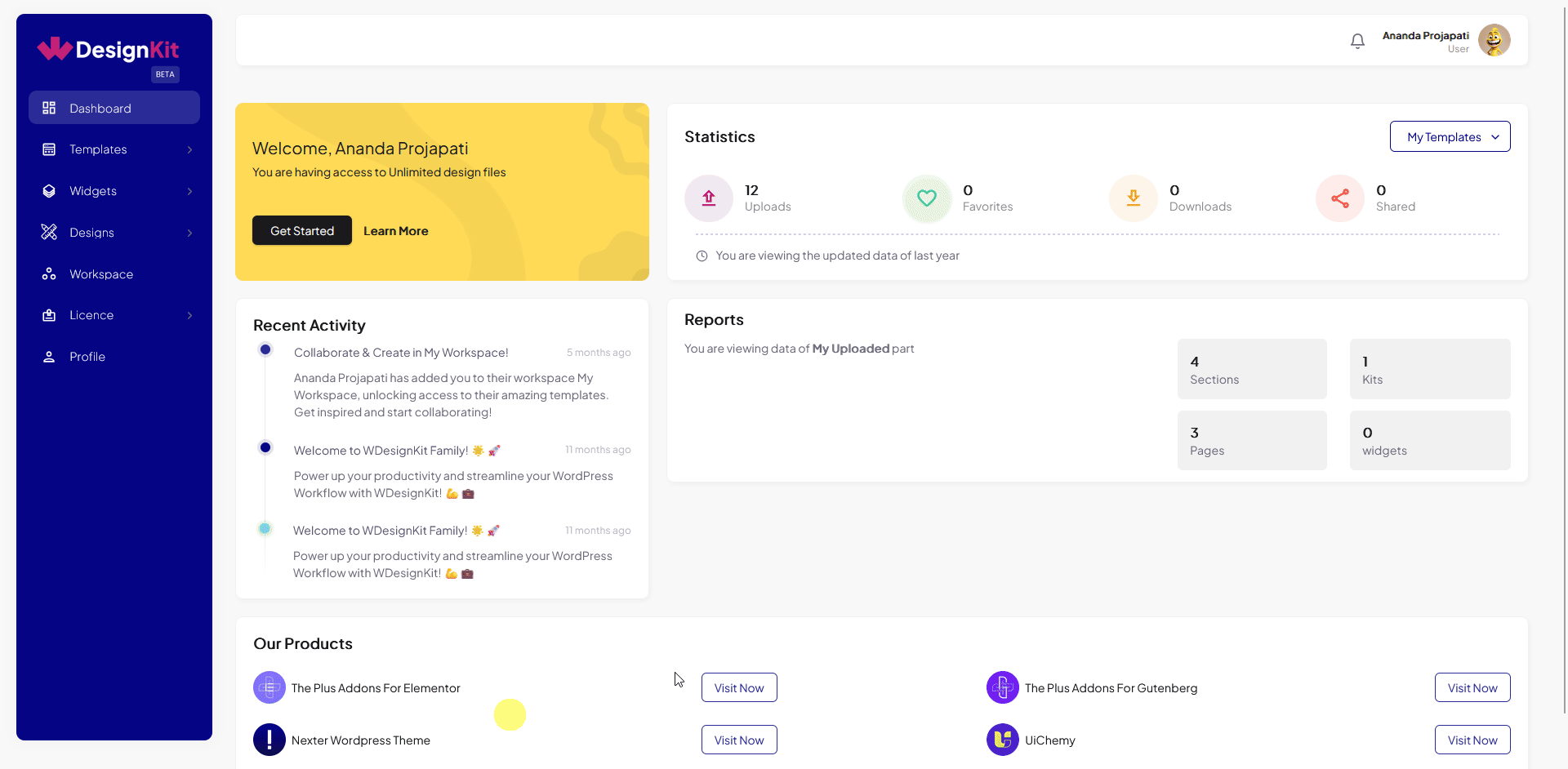 wdesignkit manage profile