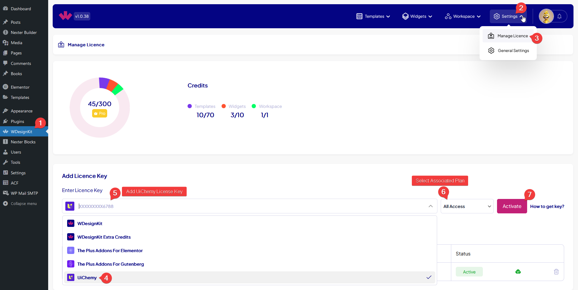 wdesignkit add uichemy licence key