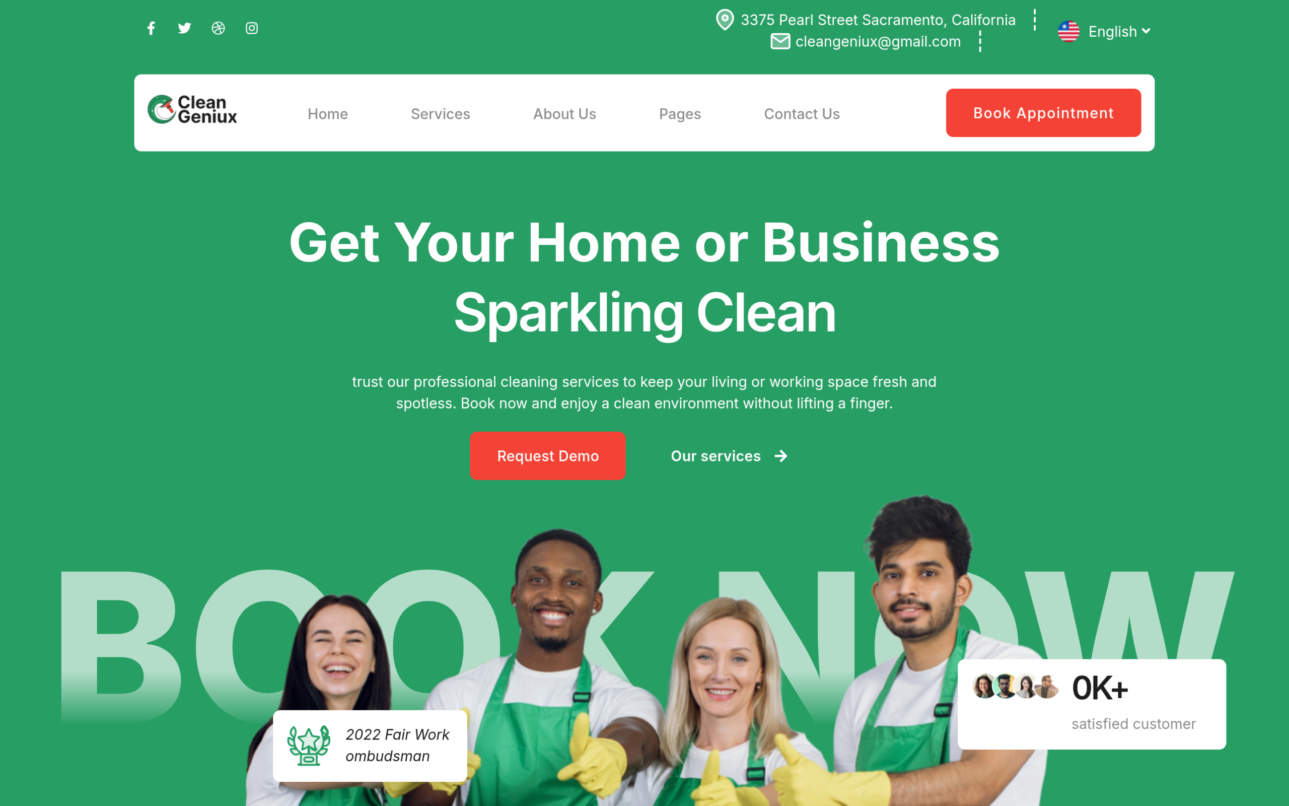 CleanGeniux professional business WordPress template kit homepage