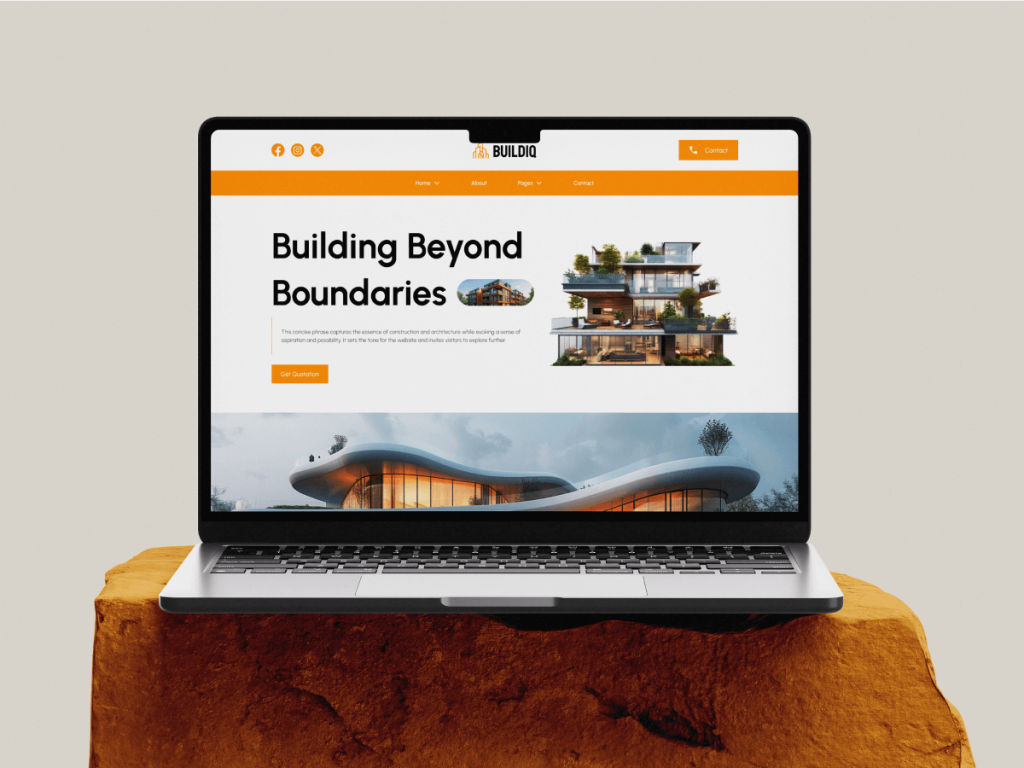 BuildIQ Elevate construction template kit cover showing its homepage on a laptop