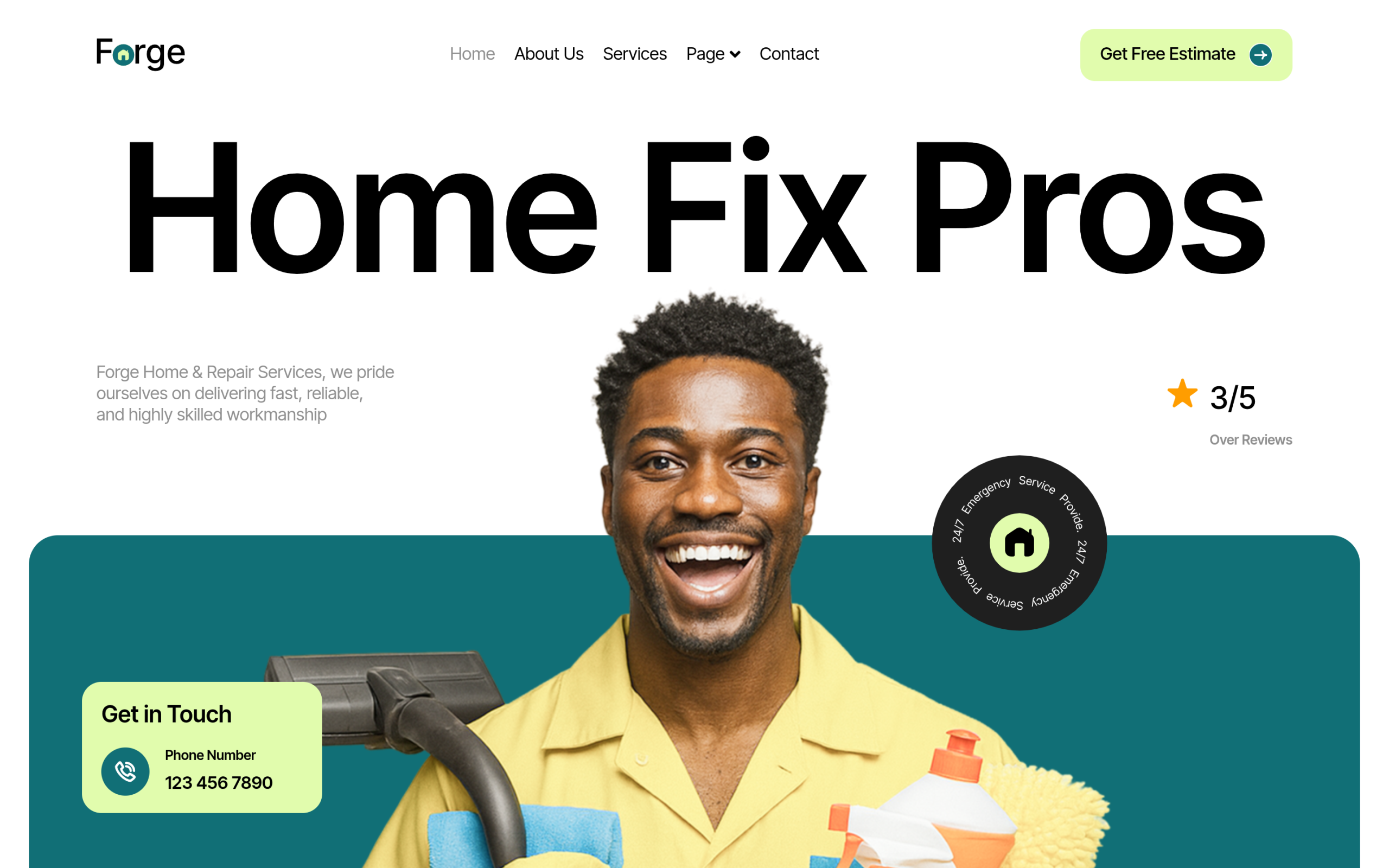 Forge Home local service business WordPress template kit homepage