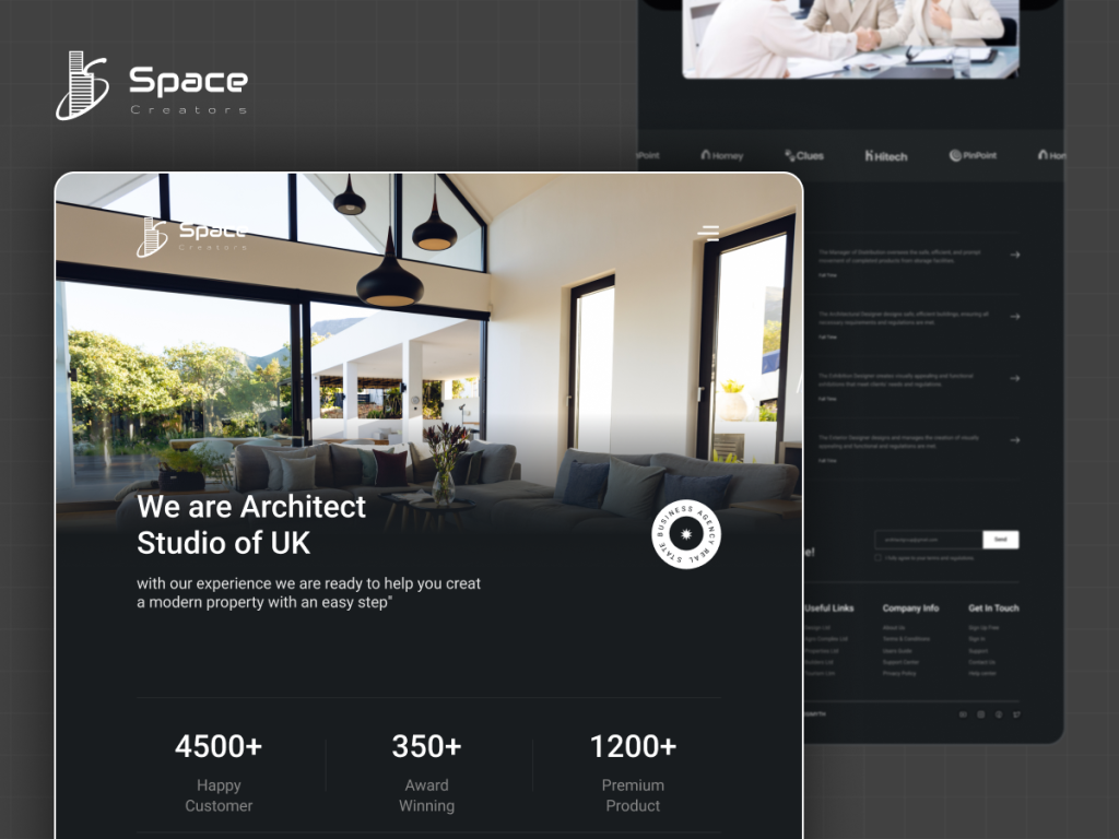 Space-Creators Forge template kit cover with a We are Architect Studio of UK homepage