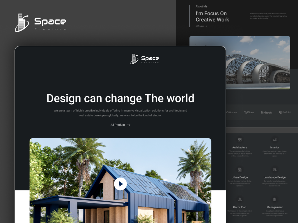 Space-Creators Nest template kit cover showing its homepage and inner pages