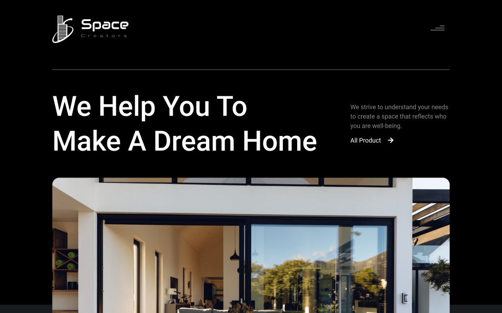 Space-Creators Roots homepage template with a We Help You To Make A Dream Home headline
