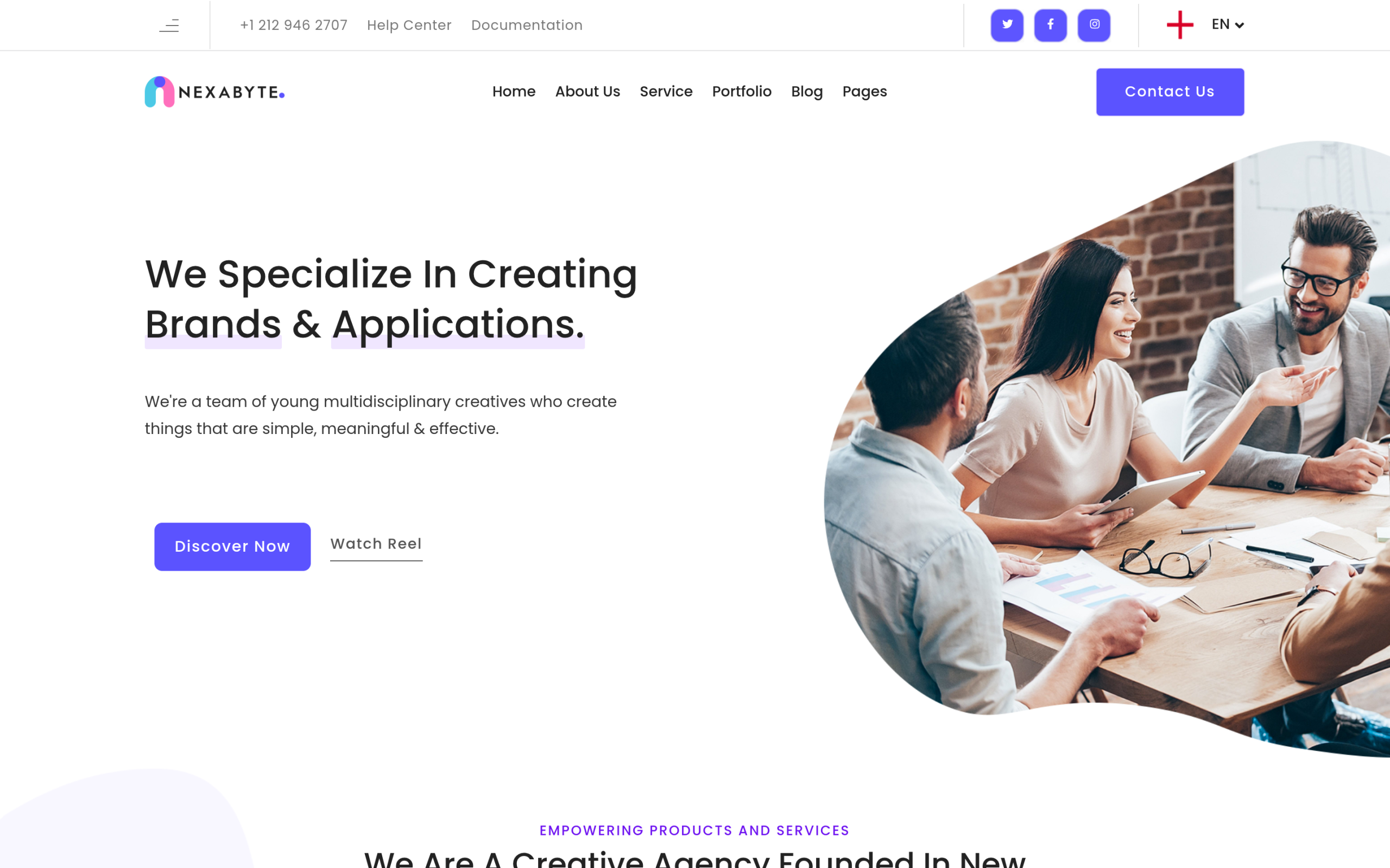 NexaByte creative agency business WordPress template kit homepage