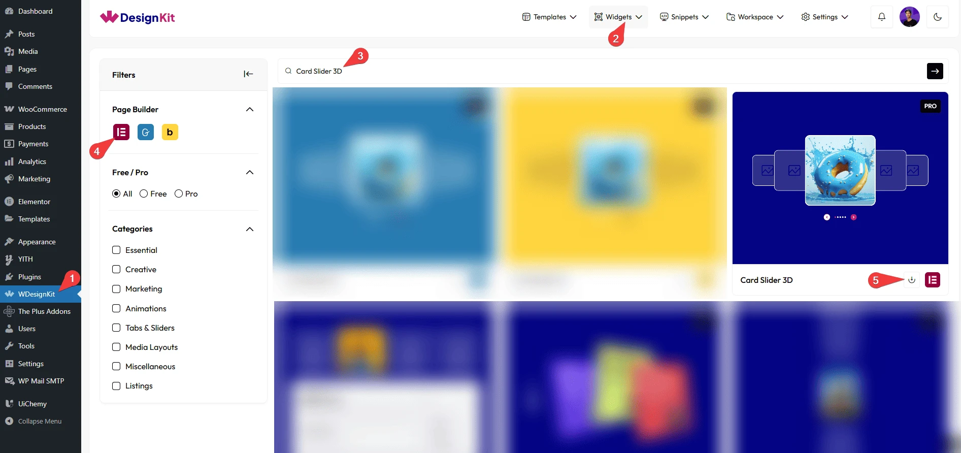Card Slider 3D widget activation in WDesignKit