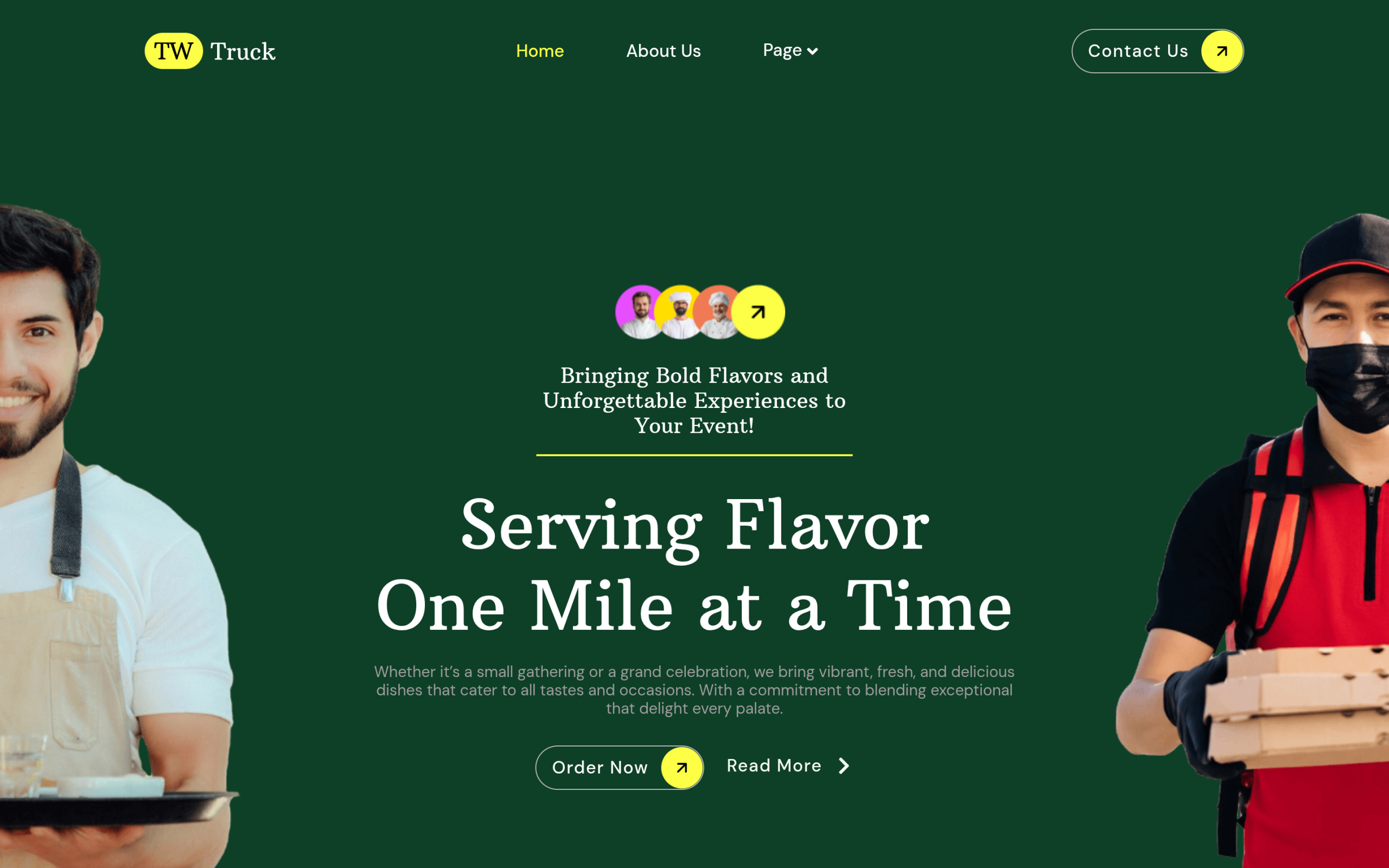 TasteWheels food truck restaurant WordPress template kit homepage