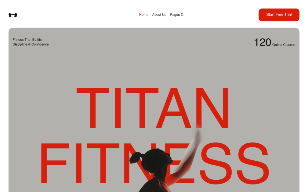 Titan Fitness Elementor template kit homepage for gym and personal trainer websites