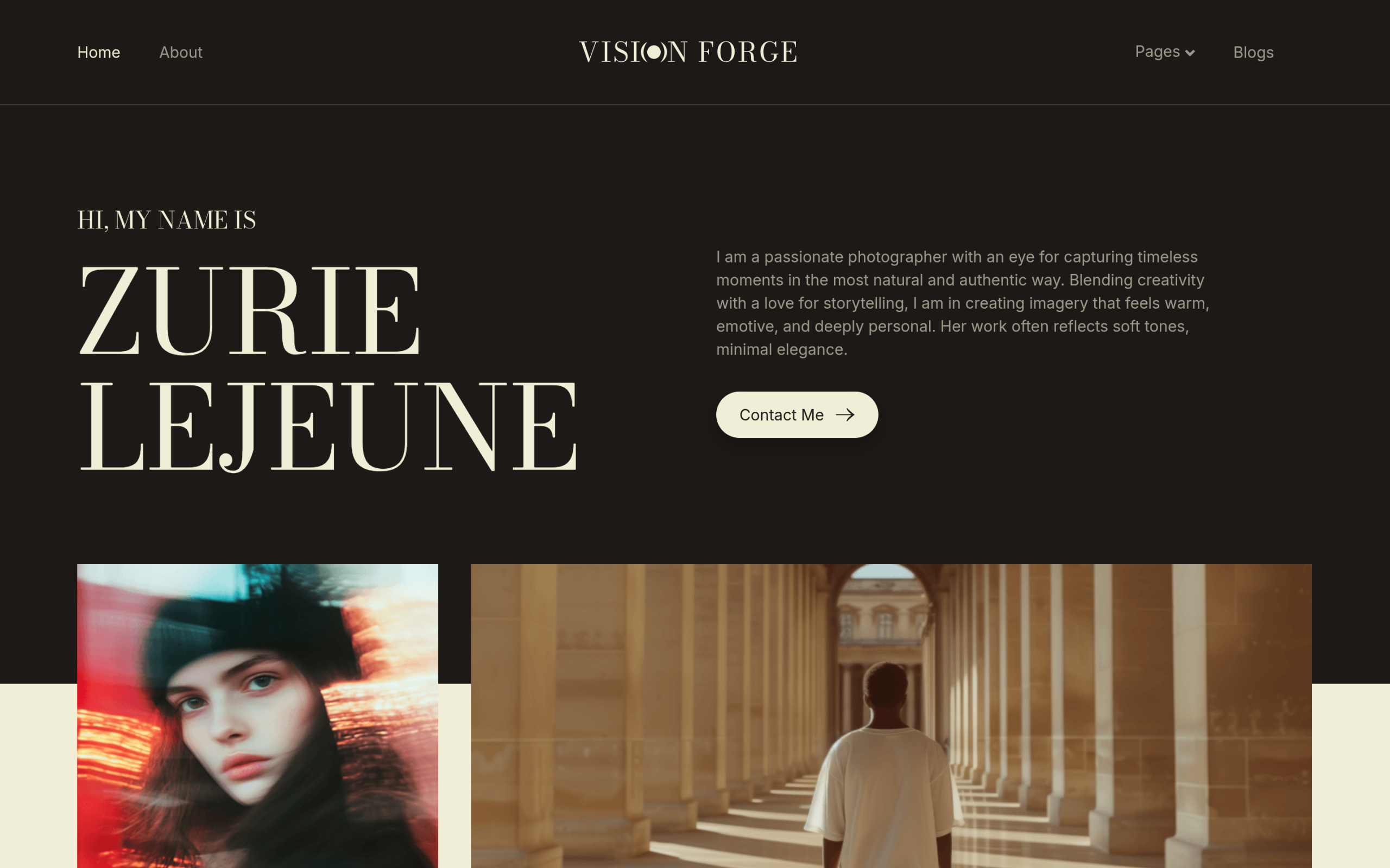 Vision Forge Elementor portfolio template kit home page by WDesignKit