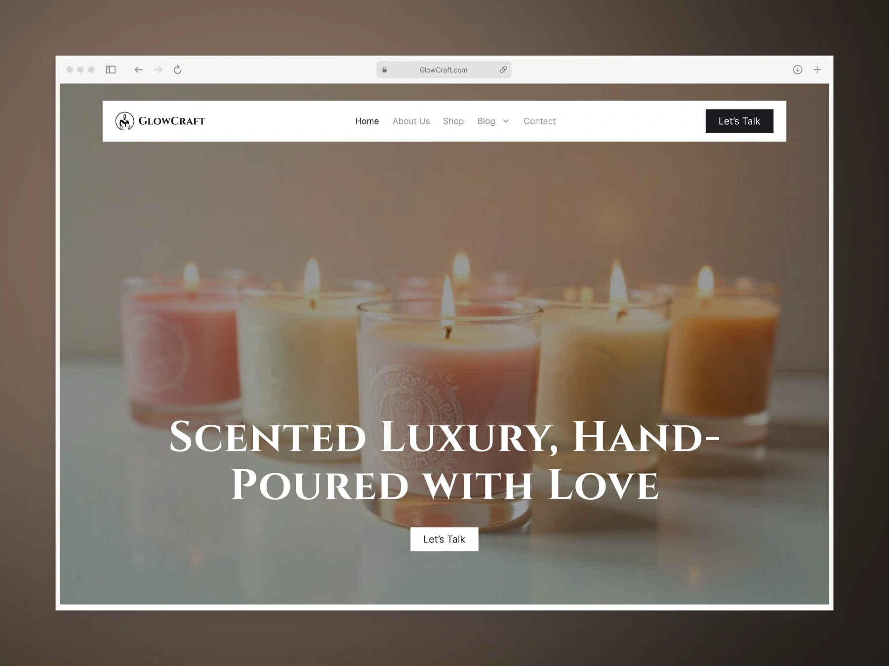 Glowcraft, a candle shop and handmade goods Gutenberg template kit by WDesignKit